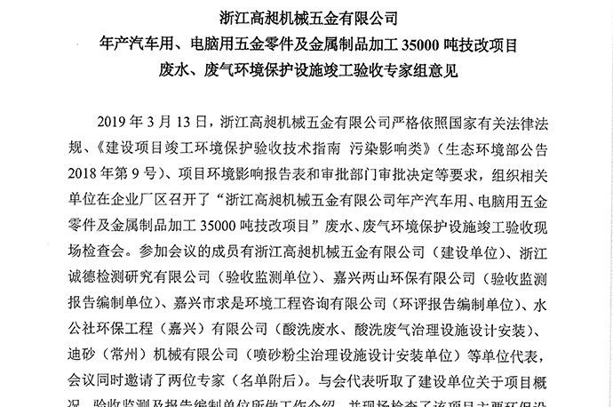 技改項(xiàng)目專(zhuān)家組驗(yàn)收意見(jiàn)